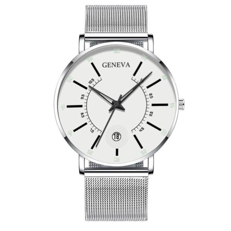 Men's Ultra-Thin Quartz Watch – Mesh Band or Leather Strap, Date Display
