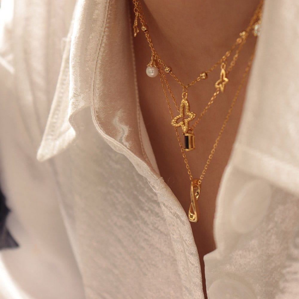 Jasmine Gold-Plated Woven Charm Necklace | Silver Fox Sales