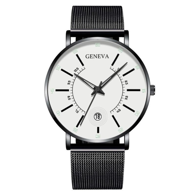 Men's Ultra-Thin Quartz Watch – Mesh Band or Leather Strap, Date Display