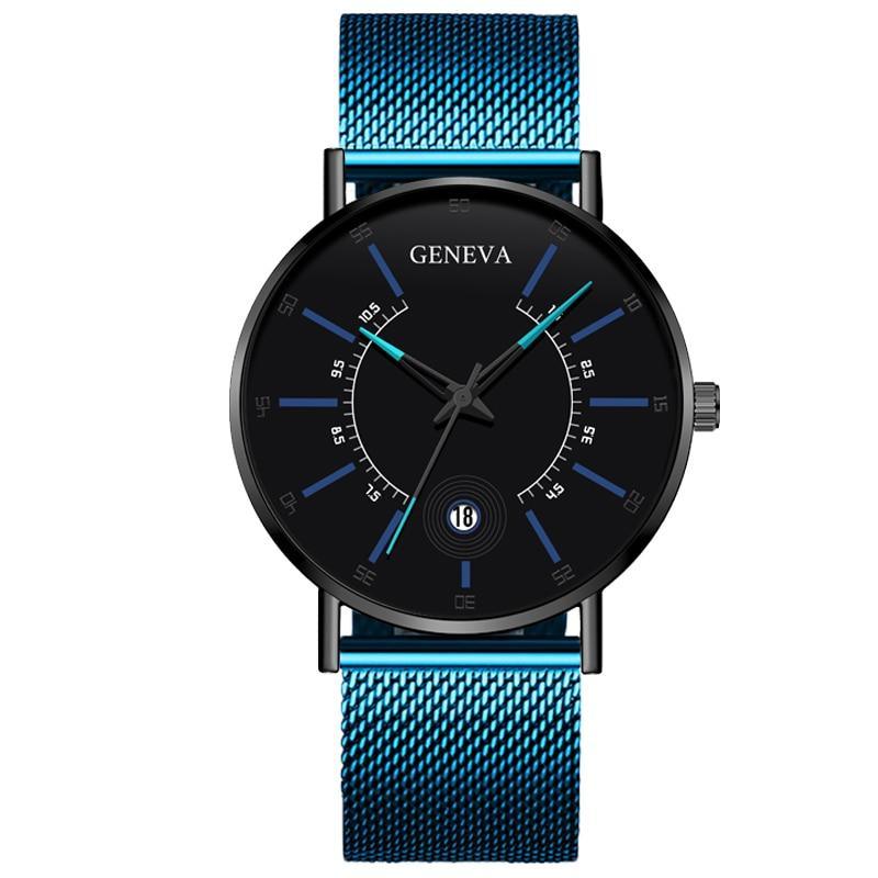 Men's Ultra-Thin Quartz Watch – Mesh Band or Leather Strap, Date Display