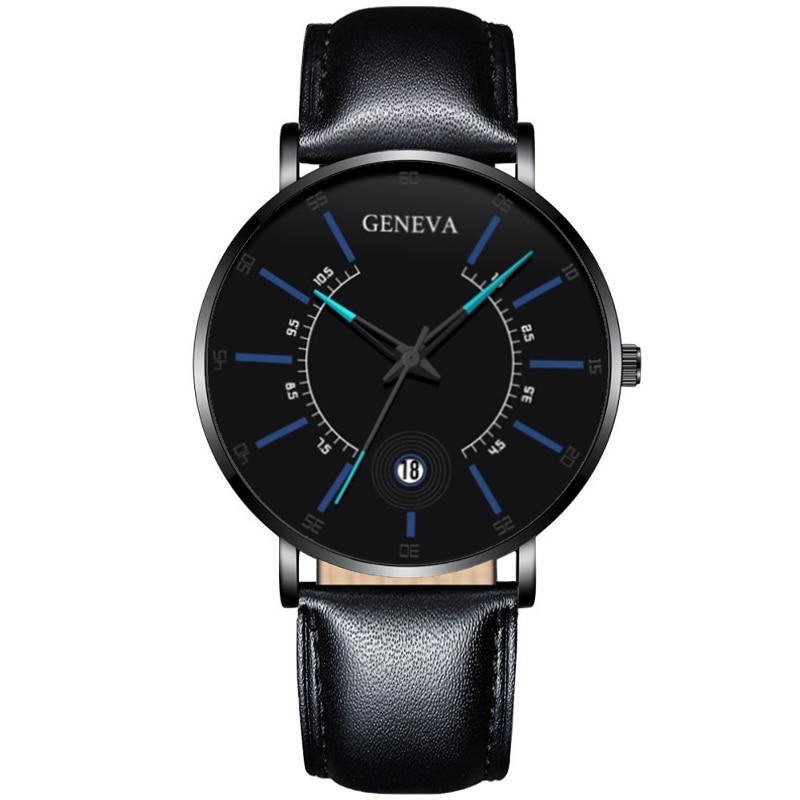 Men's Ultra-Thin Quartz Watch – Mesh Band or Leather Strap, Date Display