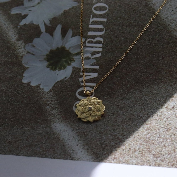 Danielle Floral Pendant Gold Necklace | Silver Fox Sales