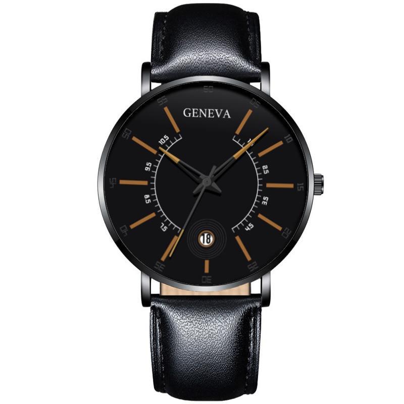 Men's Ultra-Thin Quartz Watch – Mesh Band or Leather Strap, Date Display