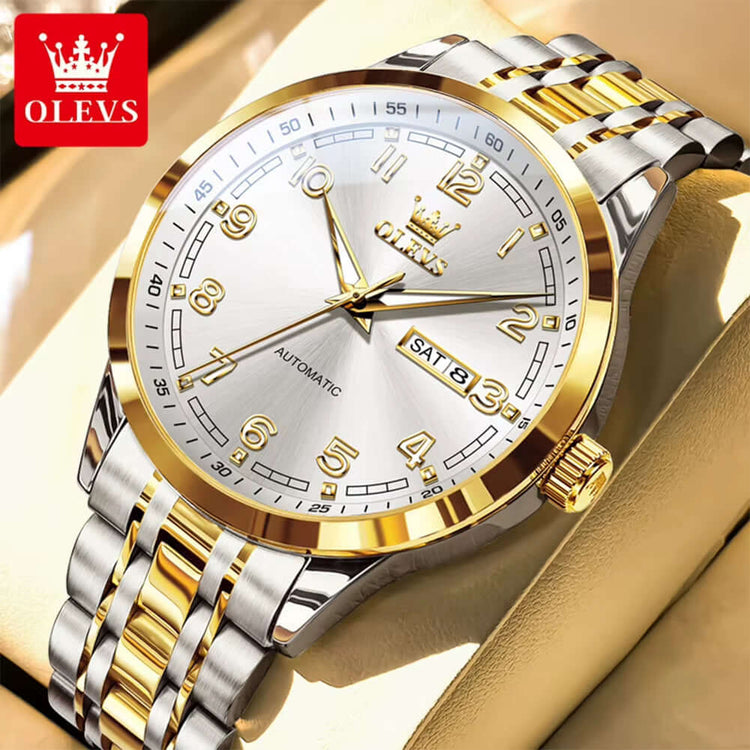 Luxury Watch for Men Automatic Mechanical Wristwatches Classic Men Watch Waterproof Gray Dial Luxury Brand Date Week 7077