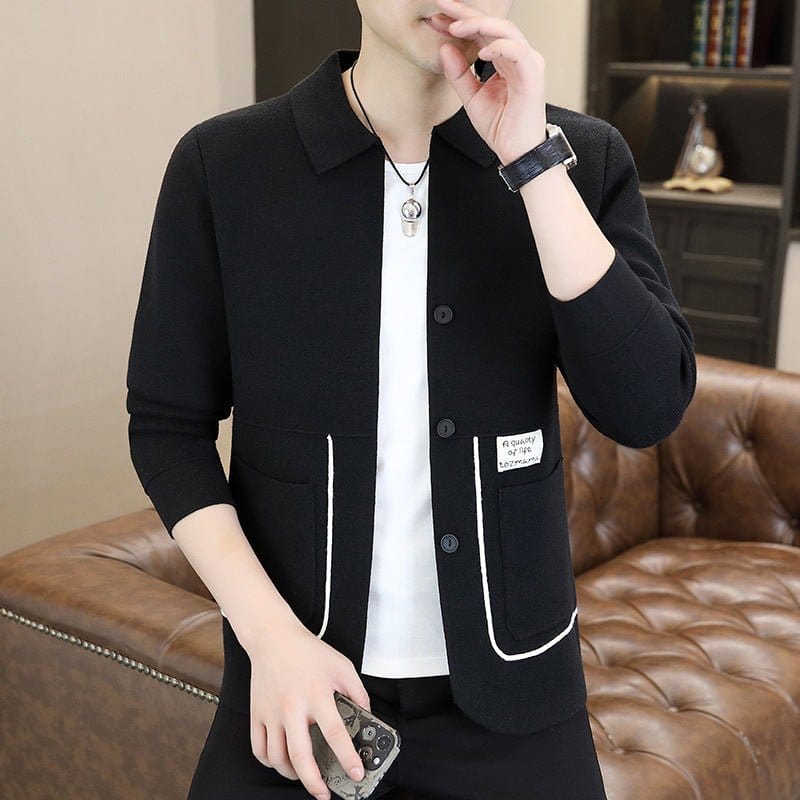 Men's Casual Knitted Slim-Fit Sweater Coat | Silver Fox Sales