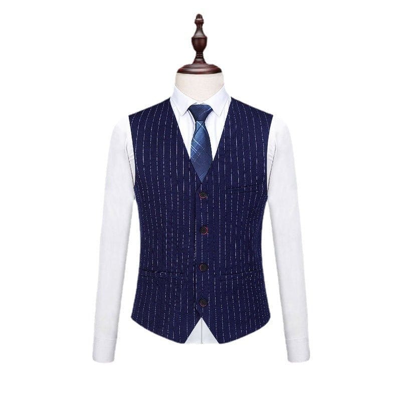Mens Fashionable And Versatile Striped Three-piece Suit | Silver Fox Sales