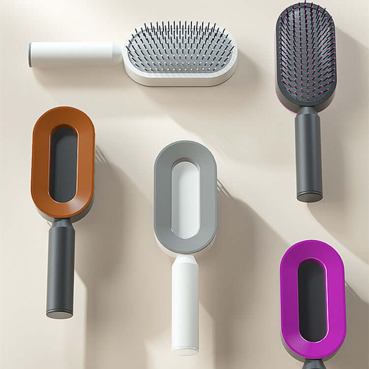 Self Cleaning Hair Brush For Women One-key Cleaning Hair Loss Airbag Massage Scalp Comb Anti-Static | Silver Fox Sales