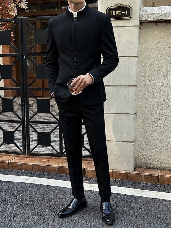 Men's Stand-Up Collar Two-Piece Suit | Silver Fox Sales