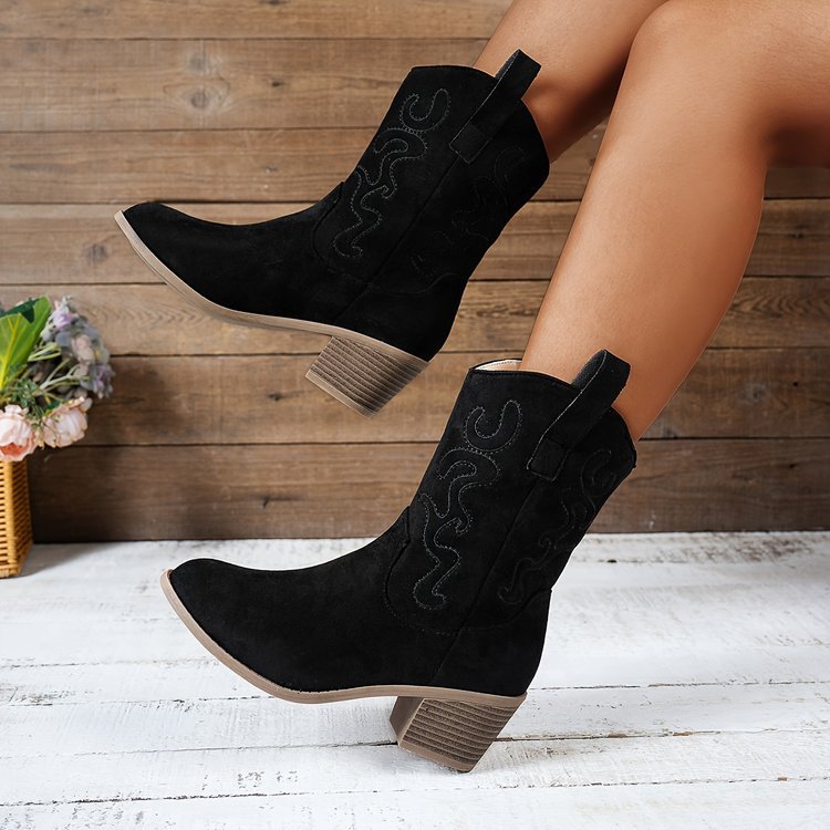 Women's embroidered western cowboy boots with pointed toe and block heel – view 4