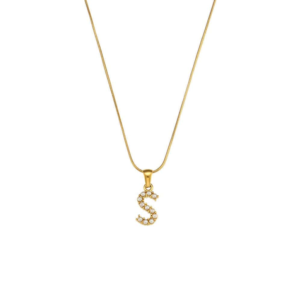 18K Gold-Plated Letter Initial Necklace – Stainless Steel Snake Chain | Silver Fox Sales