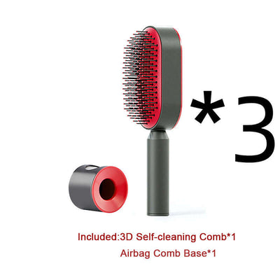 Self Cleaning Hair Brush For Women One-key Cleaning Hair Loss Airbag Massage Scalp Comb Anti-Static | Silver Fox Sales