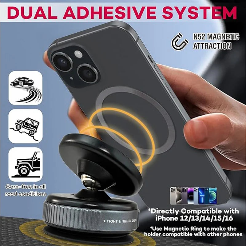 360° Magnetic Car Phone Holder with Vacuum Suction Mount