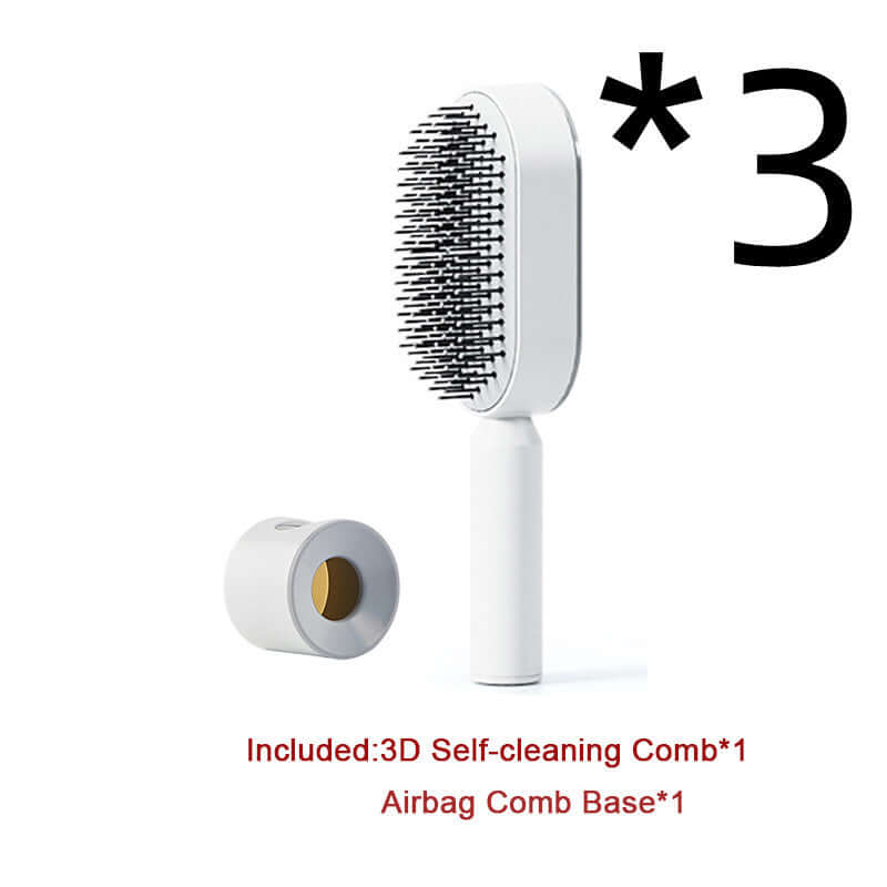 Self Cleaning Hair Brush For Women One-key Cleaning Hair Loss Airbag Massage Scalp Comb Anti-Static | Silver Fox Sales