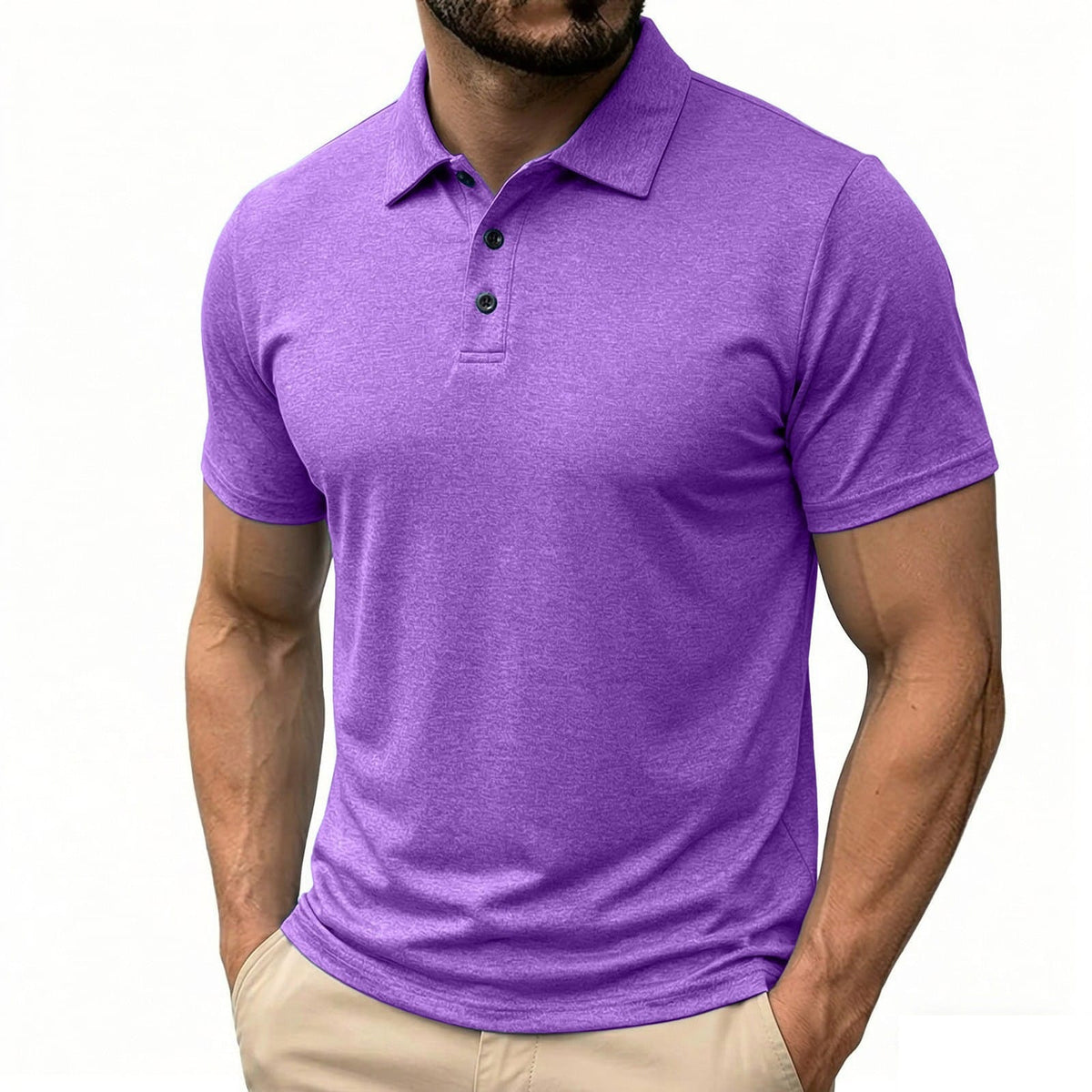 Mens Casual Solid-Color Button-Down Short-Sleeve Shirt | Silver Fox Sales