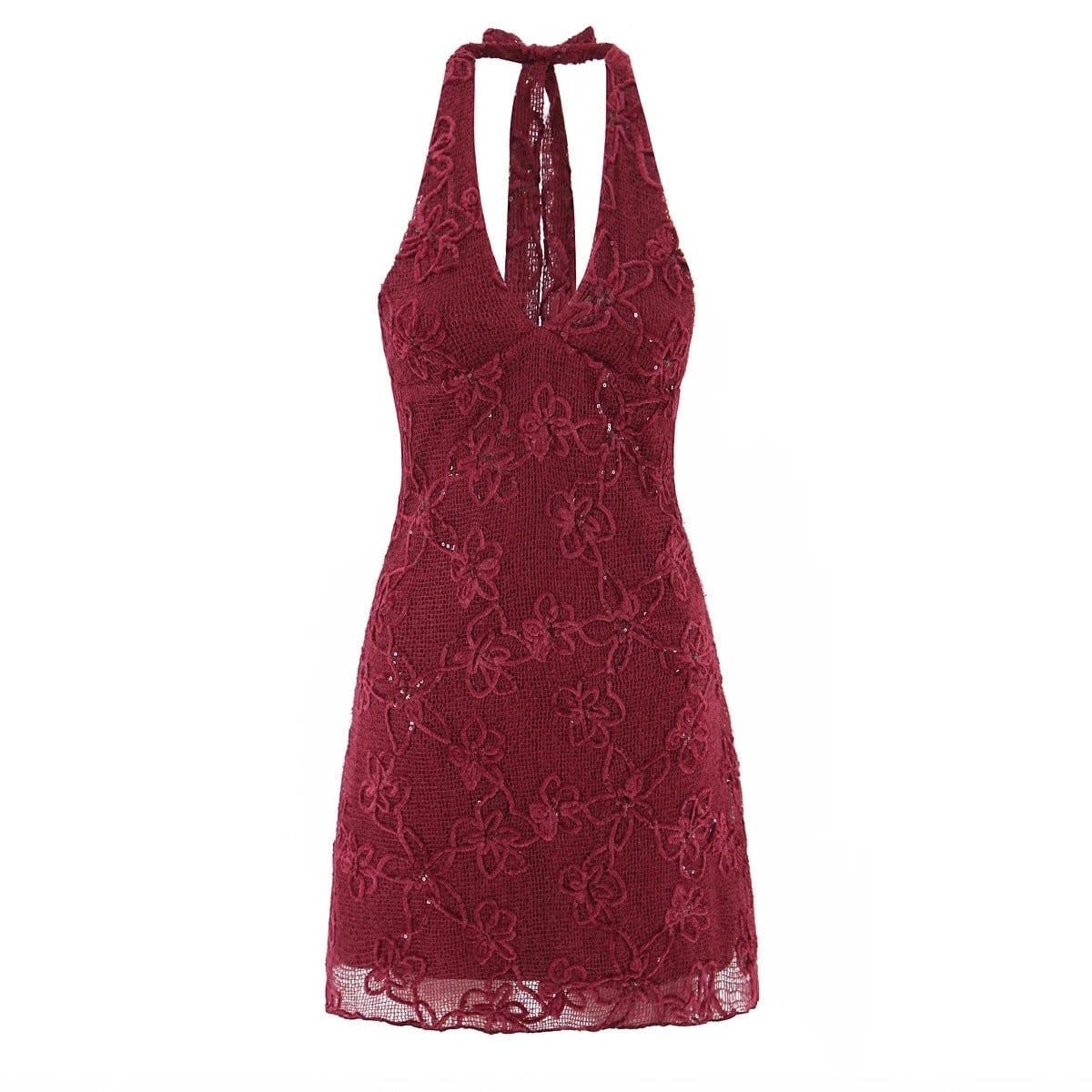 Backless Mesh Flocked Sequin Slip Dress | Silver Fox Sales