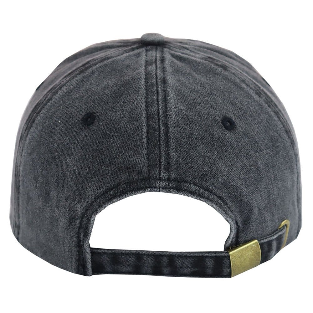 Back view of the 2pcs Fox Embroidered Vintage Washed Baseball Cap, adjustable unisex cotton cap.