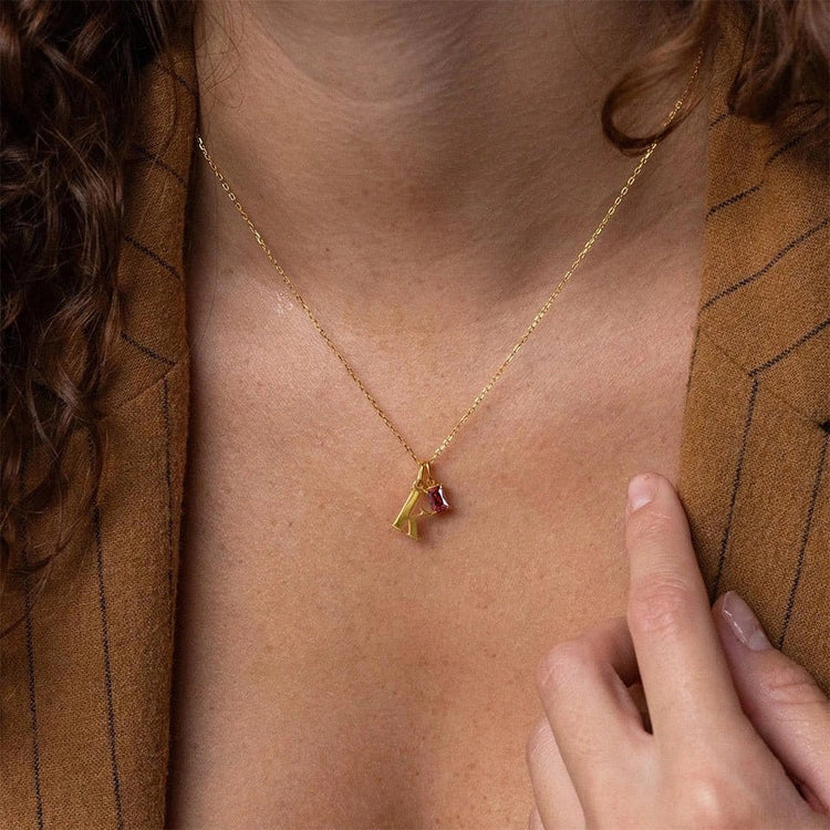 Letter Birthstone Luxury Necklace | Silver Fox Sales