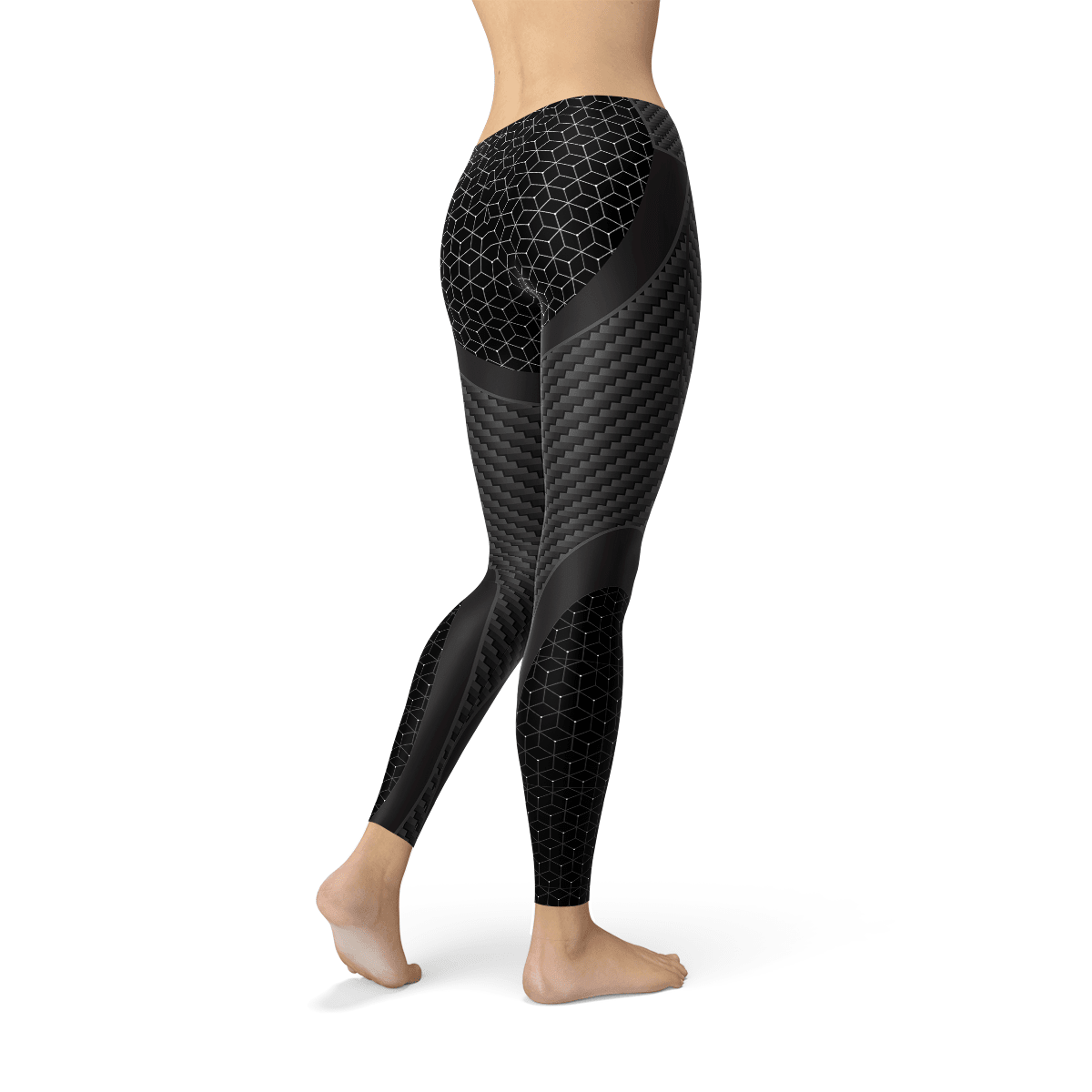 Womens Carbon Fiber Sports Leggings featuring a sleek design with carbon fiber print, perfect for stylish athletic wear.