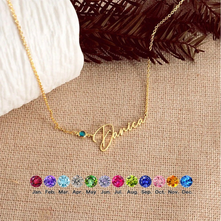 Personalized Letter Name Pendant Birthstone Necklace | Silver Fox Sales