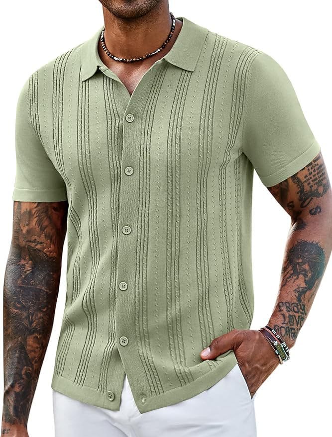 Fashionable Striped Hollow-Out Knitted Sweater For Men | Silver Fox Sales