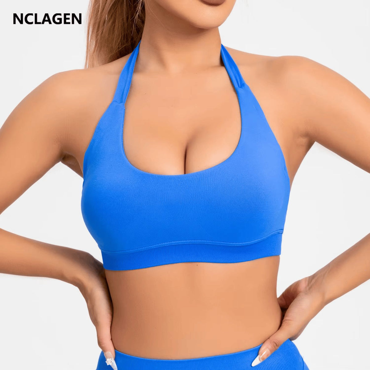 Impact Sports Bra Women Seamless Halter Top High Support Push-Up Open Back Gym Wear Fitness Yoga Workout Underwear