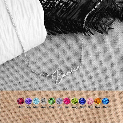 Personalized Letter Name Pendant Birthstone Necklace | Silver Fox Sales