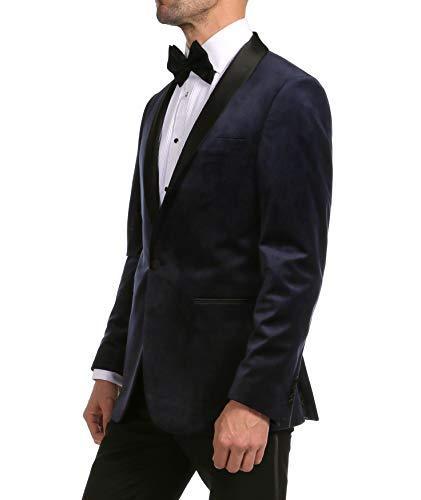 Ferrecci Men's Navy Velvet Tuxedo Jacket – Slim Fit Shawl Lapel Dinner Jacket