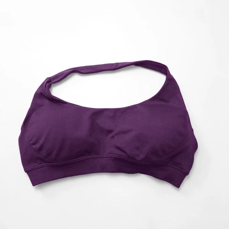 Impact Sports Bra Women Seamless Halter Top High Support Push-Up Open Back Gym Wear Fitness Yoga Workout Underwear
