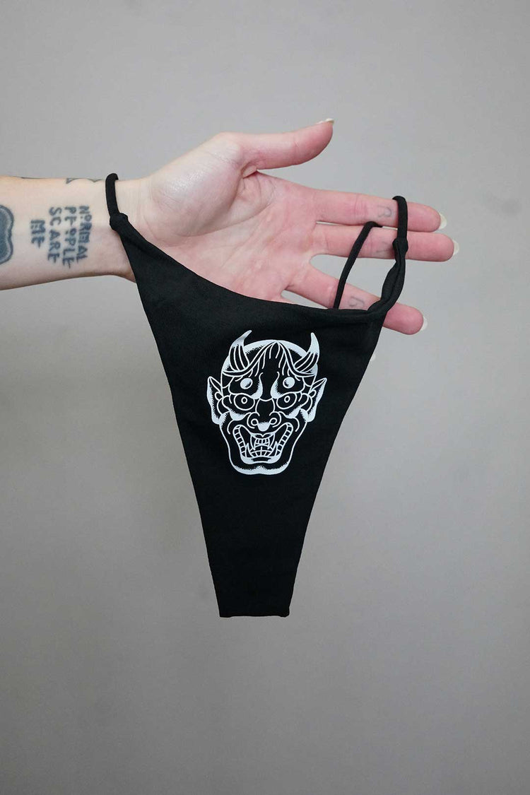 Hannya Thong – Edgy Japanese Art Print Cotton Underwear | Silver Fox Sales