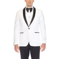 Men's White & Black Shawl Lapel Tuxedo – Slim Fit 2 Piece Suit | Ferrecci Reno