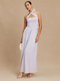 Pleated Solid-Colored Strap Three-Way Dress | Silver Fox Sales