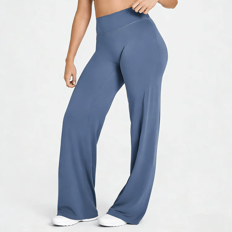 High-Waisted Straight Leg Yoga Pants for Women - Butt Lifting Loose Fit Workout Trousers for a Slimming Effect