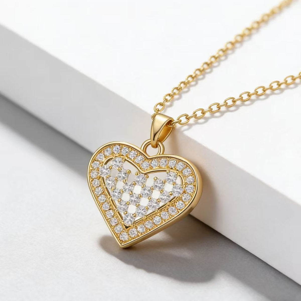 Women's Heart Zircon Pendant Necklace - Gold-Plated Collarbone Chain | Silver Fox Sales