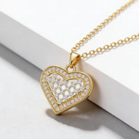 Women's Heart Zircon Pendant Necklace - Gold-Plated Collarbone Chain | Silver Fox Sales