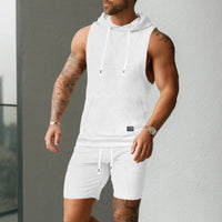 Sleeveless Jacquard-knit Hooded Vest And Shorts Set | Silver Fox Sales