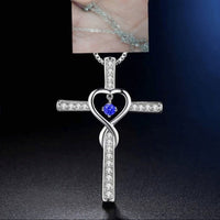 Infinity Love God We Trust Christian Cross Birthstone Crystal Pendant Necklace Colour Gems Zircon Heart | Silver Fox Sales