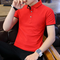 Men's short-sleeve contrast-trim polo shirt in Red & Black