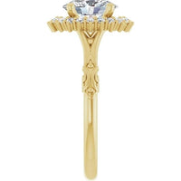 Vintage Halo Oval Engagement Ring 14K Yellow Gold | Silver Fox Sales
