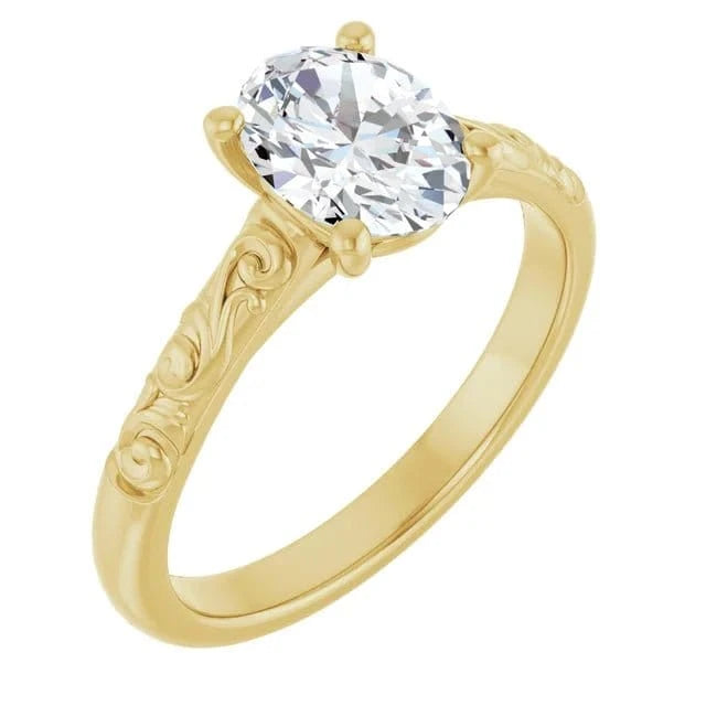 Vintage Oval Solitaire Engagement Ring 14K Yellow Gold | Silver Fox Sales