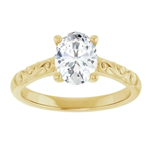 Vintage Oval Solitaire Engagement Ring 14K Yellow Gold | Silver Fox Sales