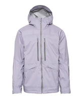 Durable outdoor jacket in light purple color, designed for high performance in harsh weather conditions.