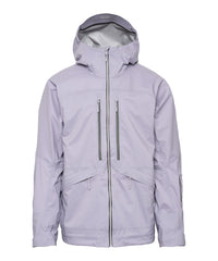 Durable outdoor jacket in light purple color, designed for high performance in harsh weather conditions.