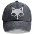 2pcs fox embroidered baseball cap featuring a vintage washed design with a charming fox face.