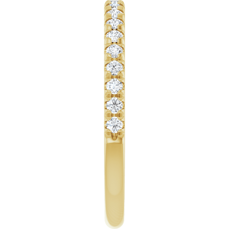 diamond anniversary band crafted in 14K yellow gold with round diamonds in a classic French-set design.