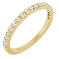diamond anniversary band featuring round natural diamonds in 14K yellow gold, symbolizing eternal love.