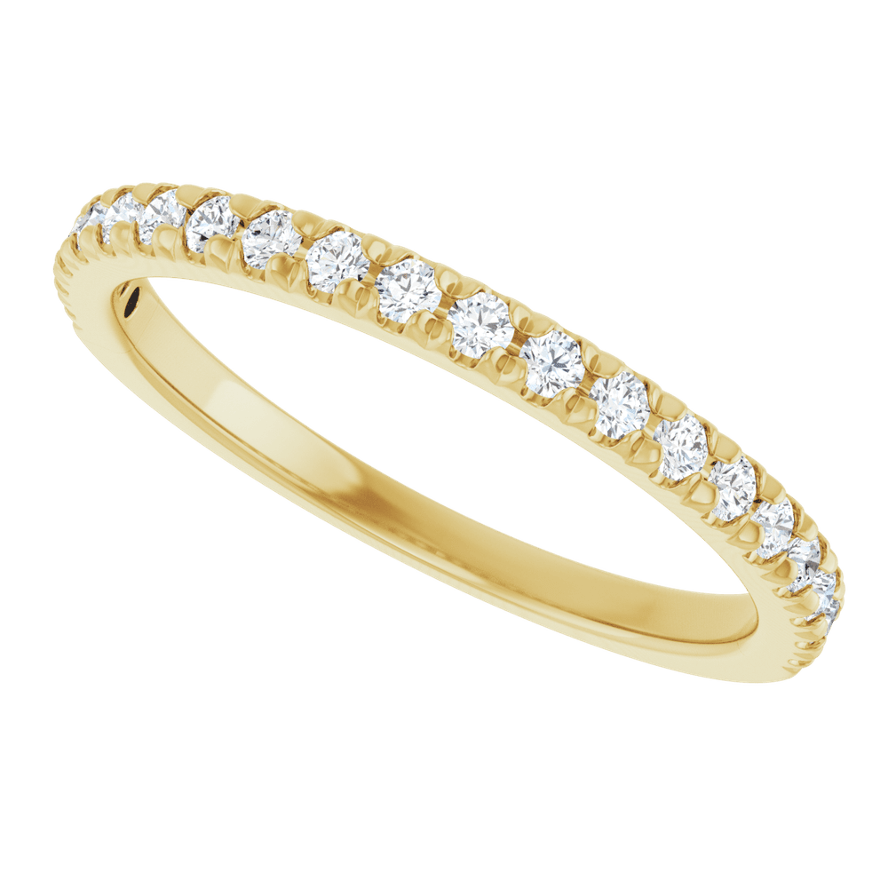 diamond anniversary band in 14K yellow gold with round natural diamonds set to enhance brilliance.