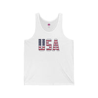 USA flag tank top with vintage flag graphic, unisex patriotic sleeveless shirt