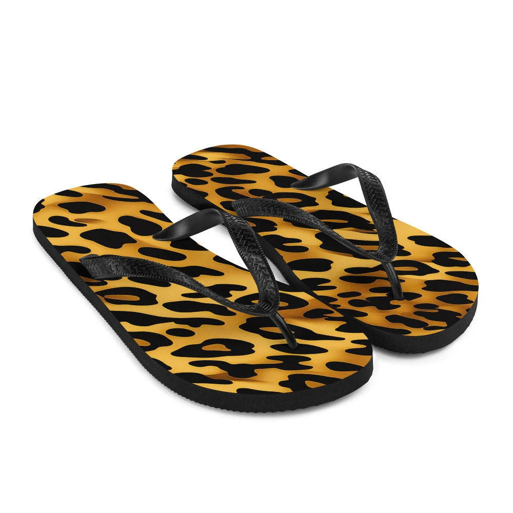 Step into Summer with Stylish Emerald Blossoms Leopard Print Flip-Flops