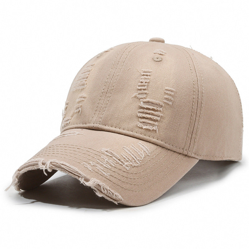 vintage baseball cap for men in beige with distressed detailing and adjustable fit for sun protection