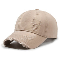 vintage baseball cap for men in beige with distressed detailing and adjustable fit for sun protection